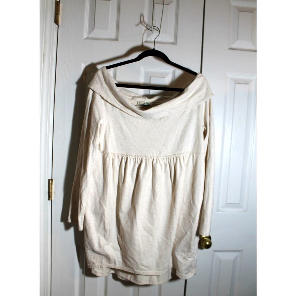 Saturday Sunday Anthropologie Ivory Off the Shoulder T-Shirt Dress sz M - Picture 2 of 4